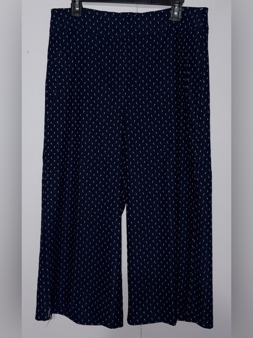 Margaret M Slimming Pant 2X Navy White Geometric Wide Leg Pull On